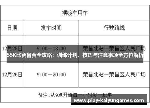 55K比赛备赛全攻略：训练计划、技巧与注意事项全方位解析